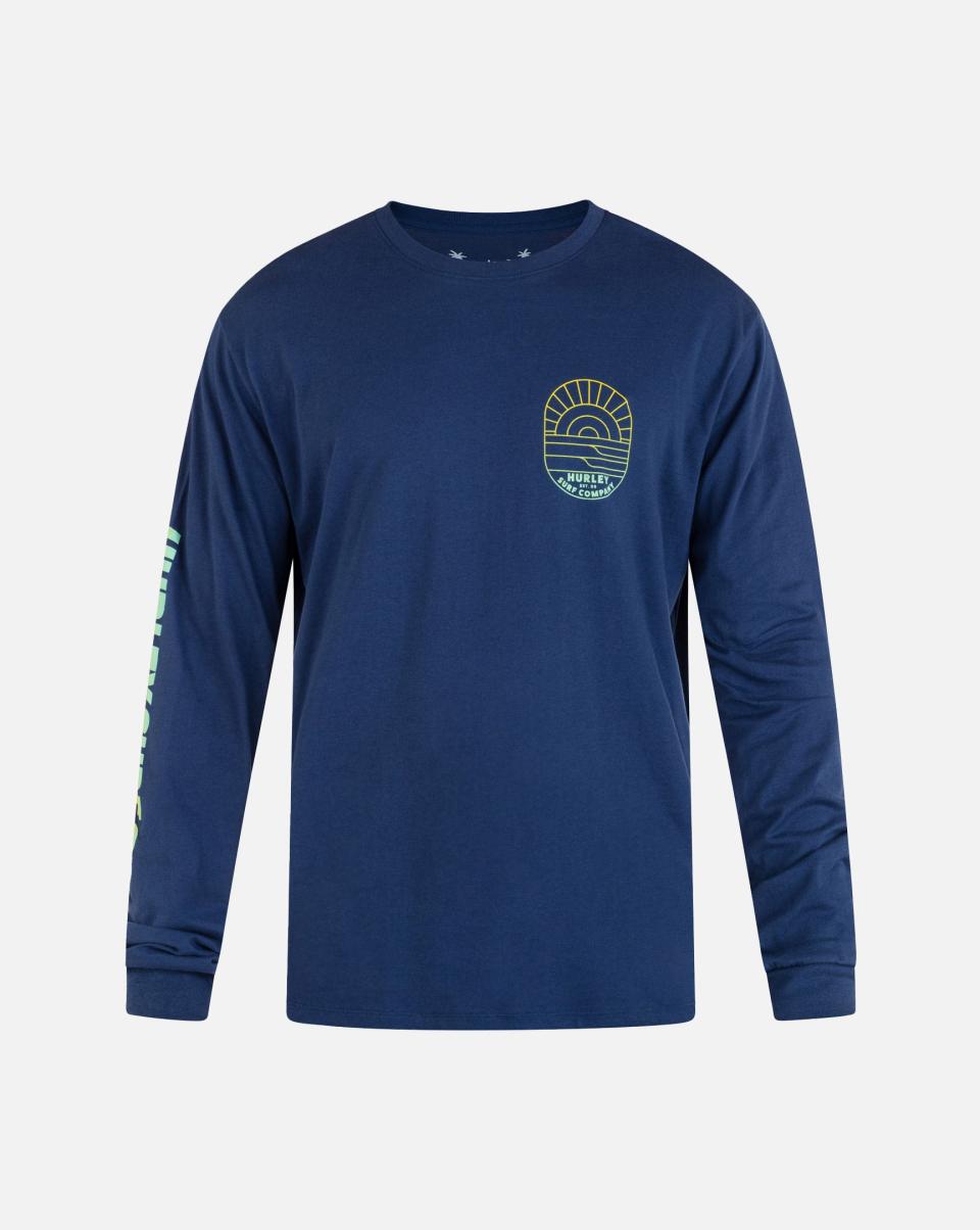 Hurley Intuitive Everyday Clean Lines Long Sleeve Men Tshirts & Tops Blue Void