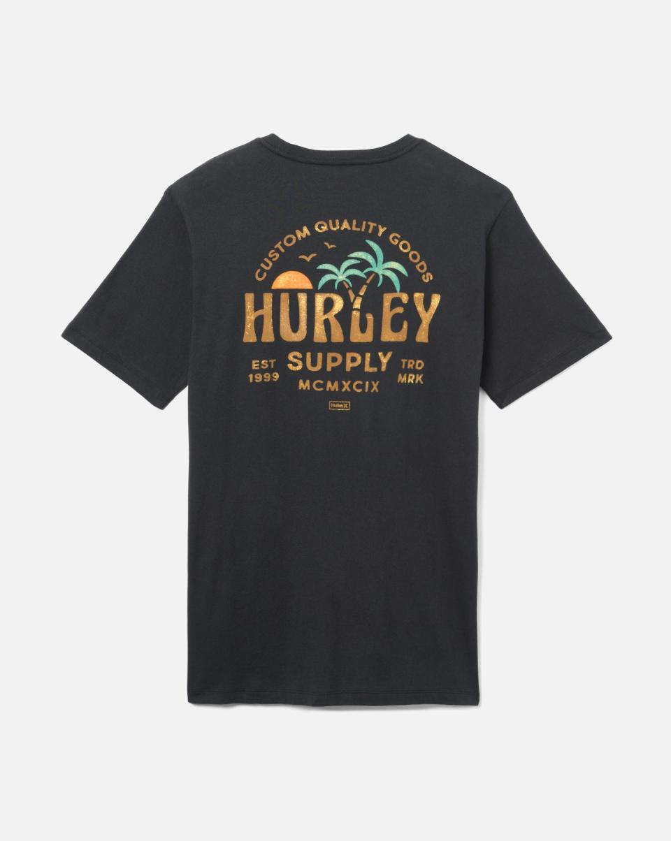 Black Men Quality Tshirts & Tops Everyday Double Palms Short Sleeve Hurley - 1