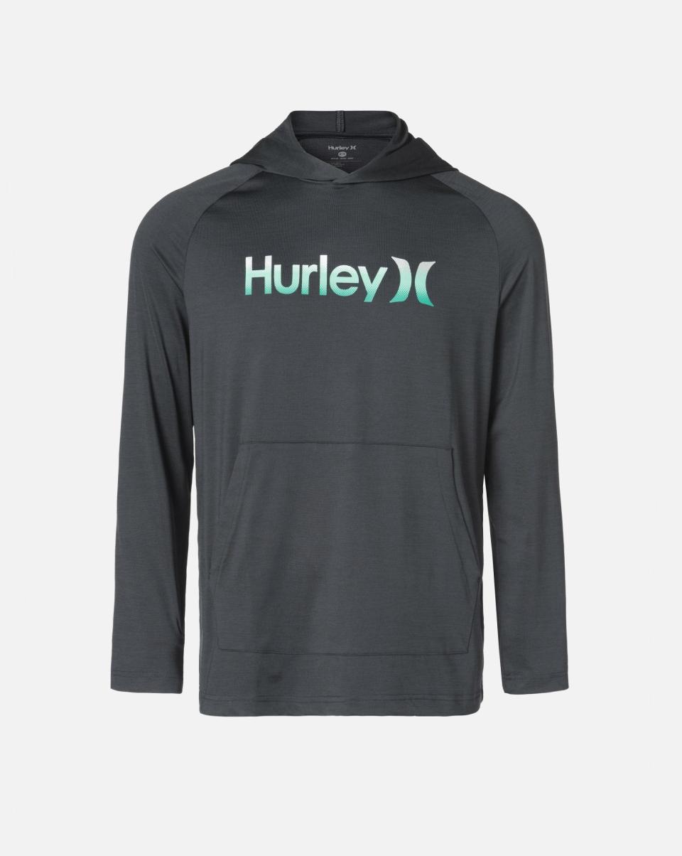 Trendy Essential One And Only Long Sleeve Hooded Rashguard Tshirts & Tops Black Hurley Men
