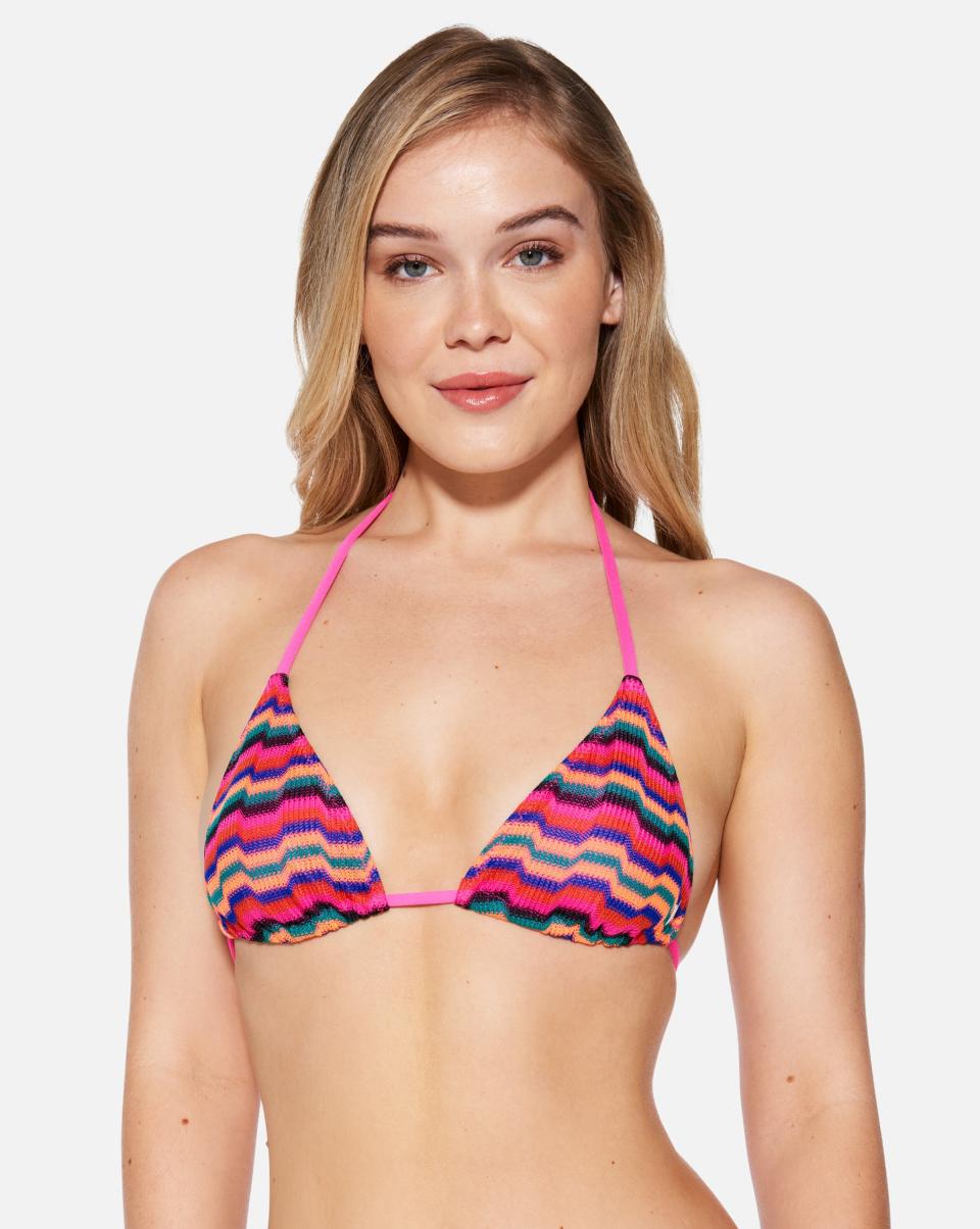 Hurley Zumba Stripe Itsy Bitsy Top Guaranteed Swim Electric Pink Women - 2