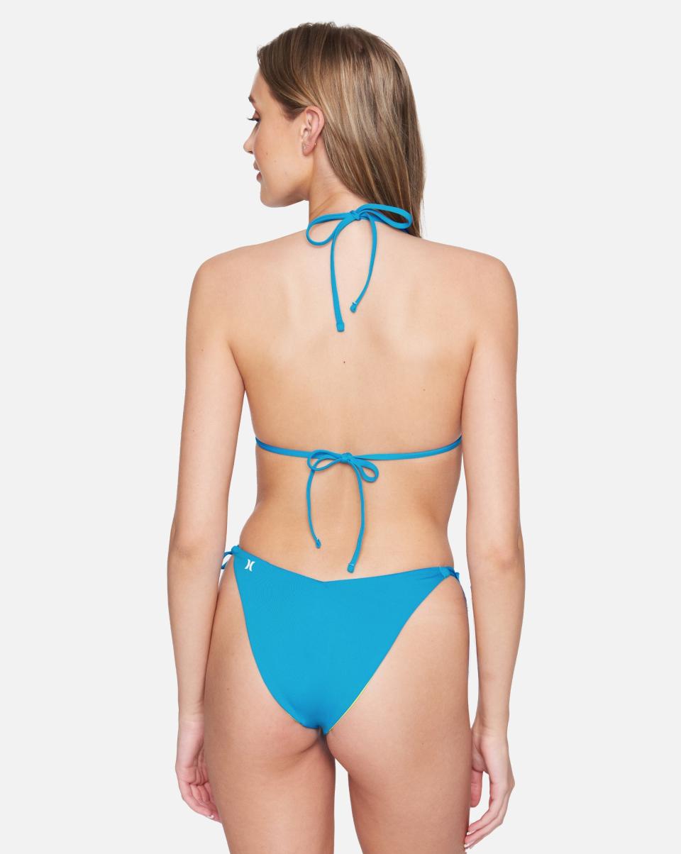 Solid Cheeky Reversible Side Tie Blue Beat/Neon Lime Hurley Swim Women Stylish - 2