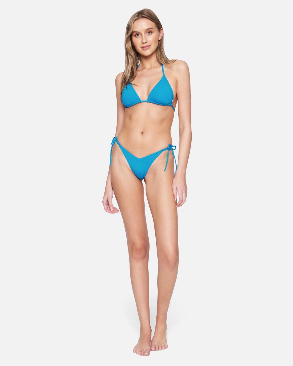 Solid Cheeky Reversible Side Tie Blue Beat/Neon Lime Hurley Swim Women Stylish - 4