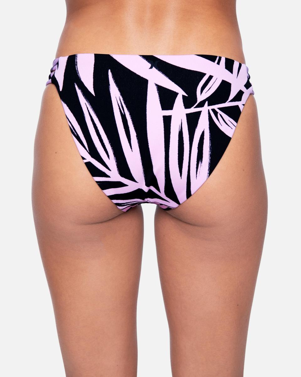 Exquisite Hurley Max Mystic Leaves Moderate Bikini Bottom Women Swim Wisteria Leaves - 2