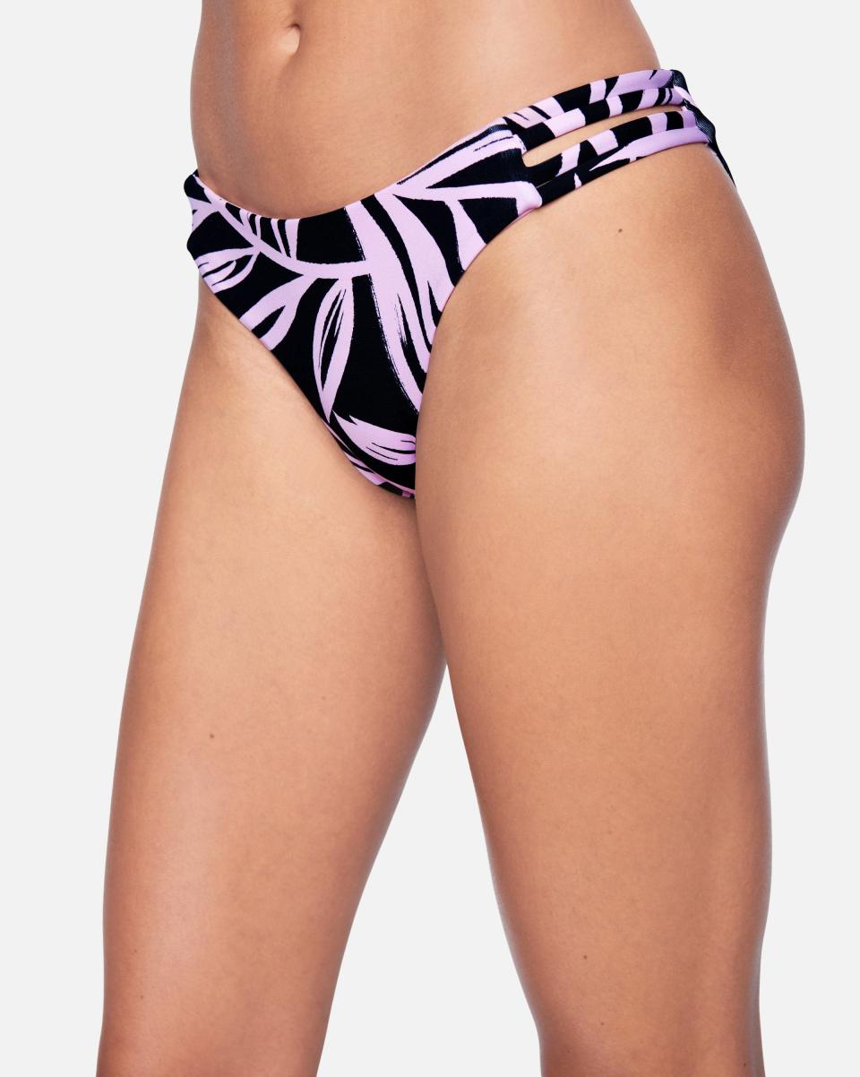 Exquisite Hurley Max Mystic Leaves Moderate Bikini Bottom Women Swim Wisteria Leaves - 3