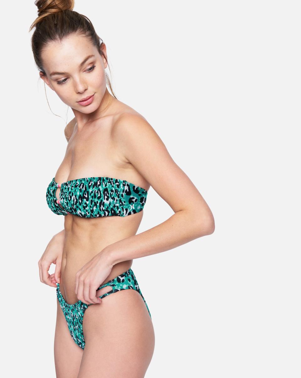 Ladies Wild Cat Smocked Bandeau Trusted Emerald Multi Swim Women Hurley - 1