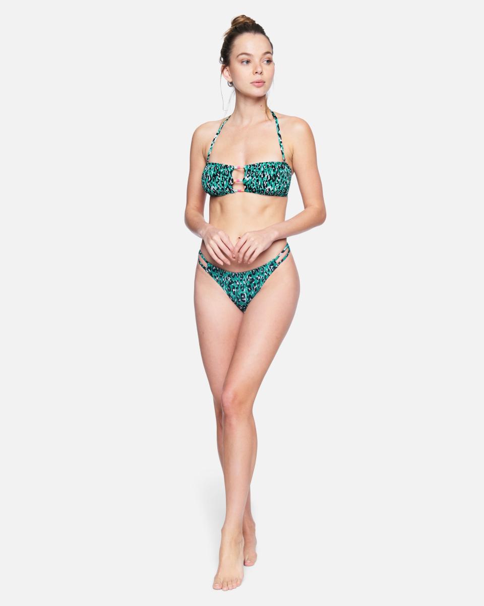 Ladies Wild Cat Smocked Bandeau Trusted Emerald Multi Swim Women Hurley - 3
