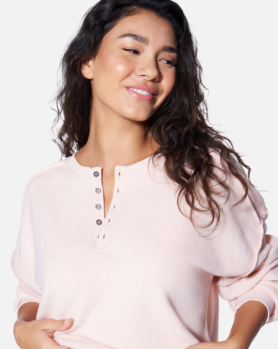 Dusty Pink Durable Hurley Essential All Time Favorite Henley Long Sleeve Top Tops & T-Shirts Women - 3