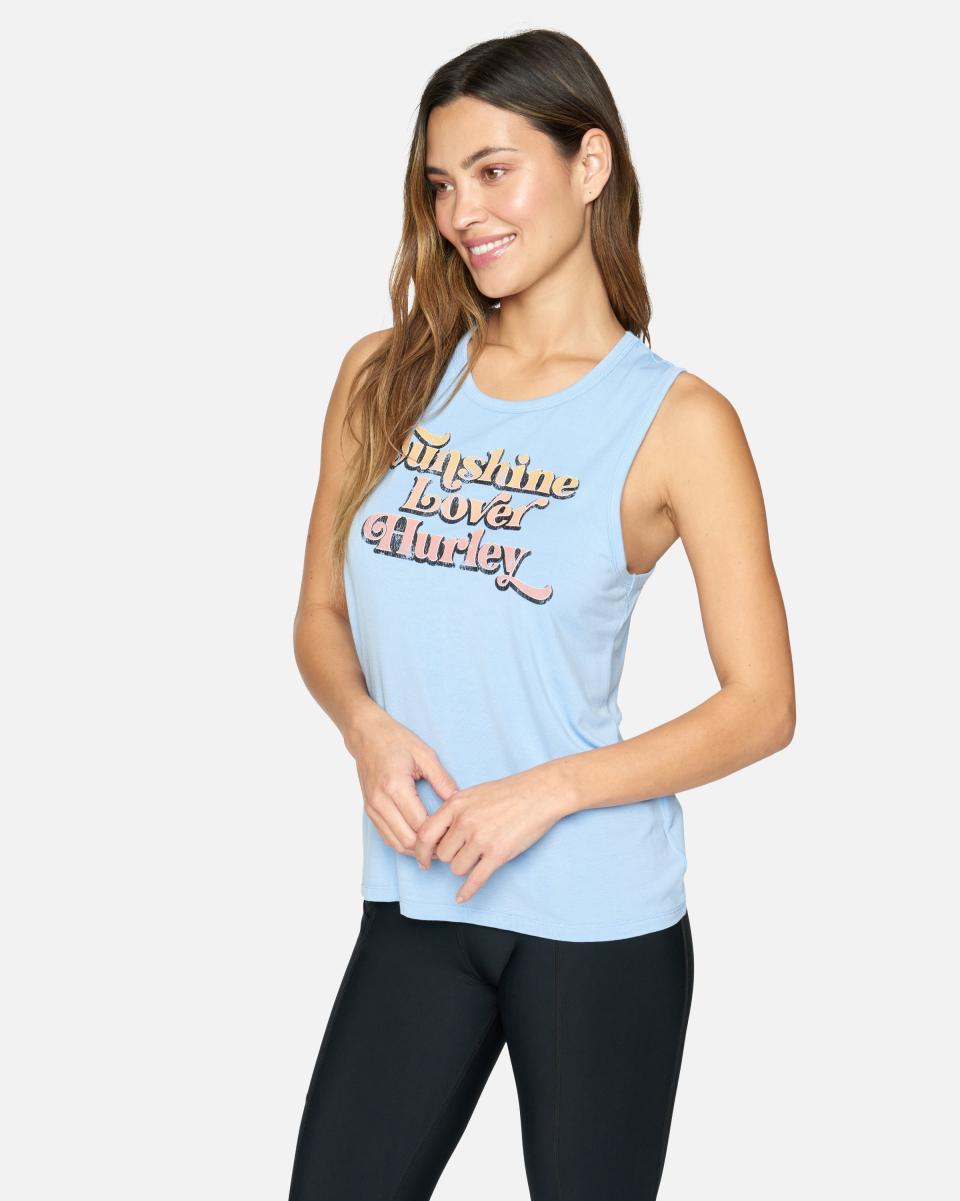 Women Tops & T-Shirts Hurley Sunshine Lover Muscle Tee Timeless Bayou - 2