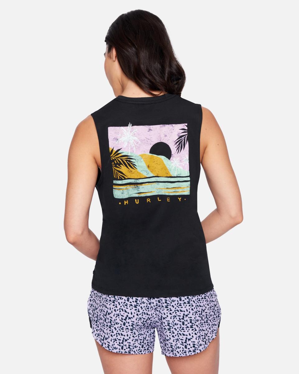 Convenient Postcard Washed Muscle Tank Tops & T-Shirts Hurley Caviar Women - 1