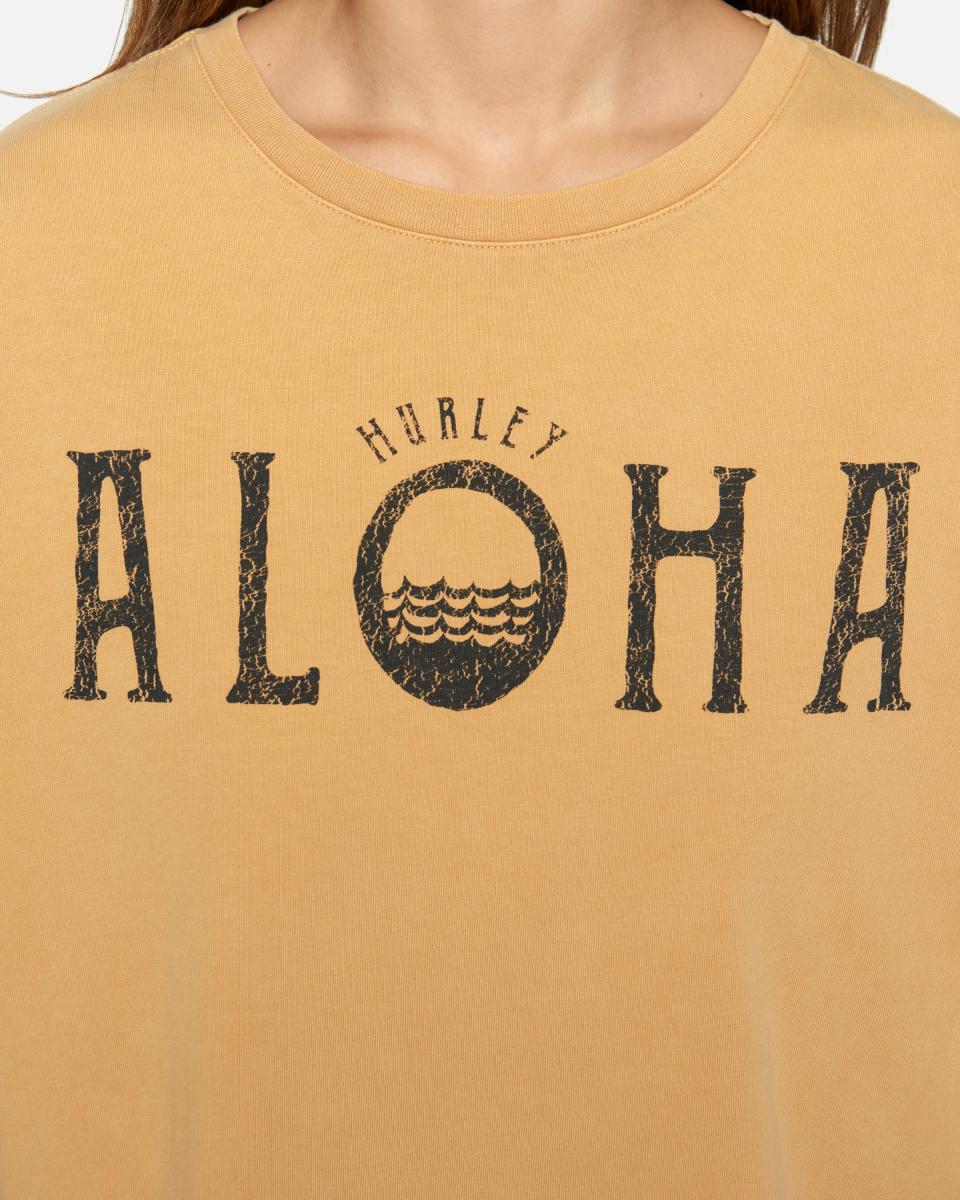 Women Distinctive Tops & T-Shirts Aloha Boyfriend Tee Hurley Sandstone - 3
