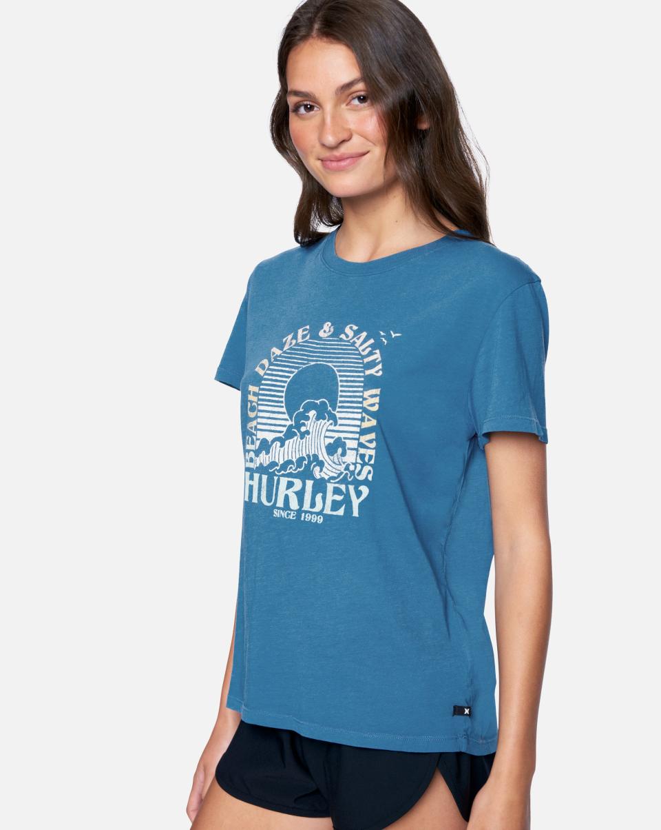 Hurley Salty Waves Washed Relaxed Girlfriend Tee Tops & T-Shirts Stellar Discount Women - 3