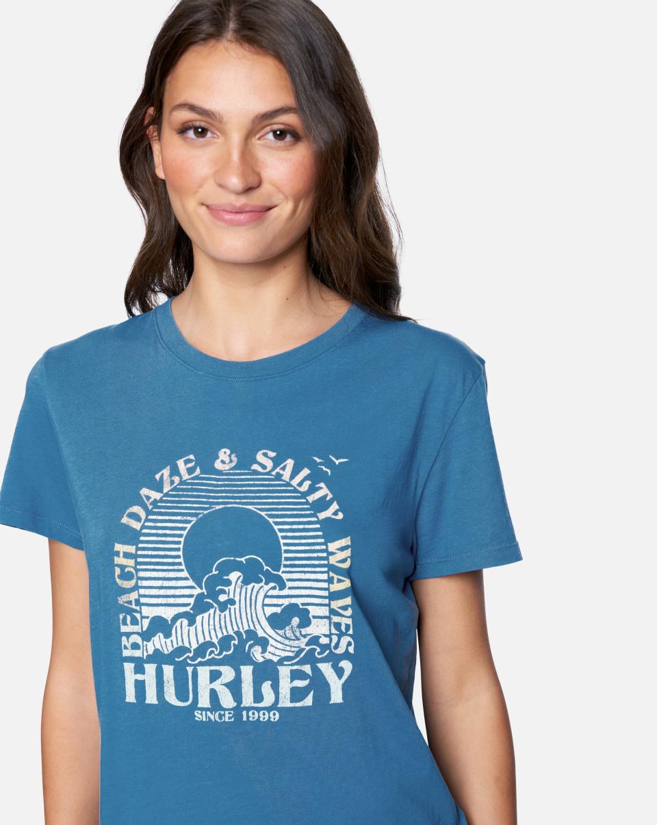 Hurley Salty Waves Washed Relaxed Girlfriend Tee Tops & T-Shirts Stellar Discount Women - 4