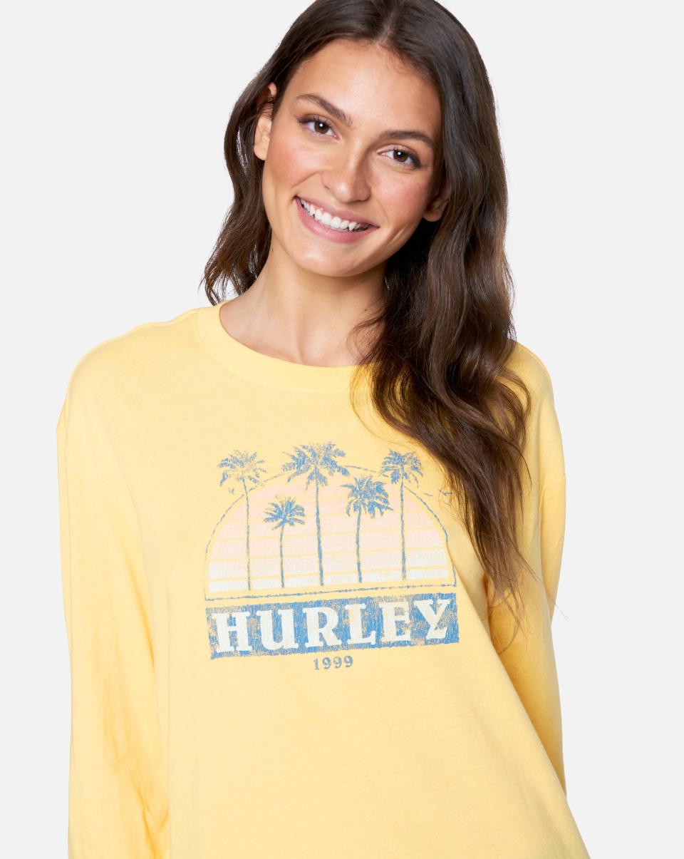 Heavy-Duty Mackenna Boyfriend Long Sleeve Tee Hurley Women Cornsilk Tops & T-Shirts - 4