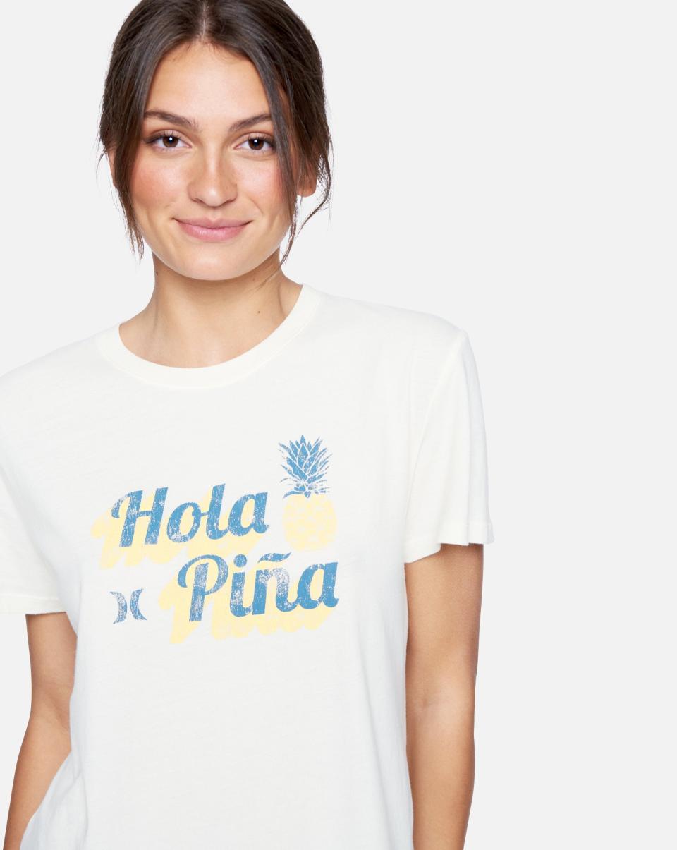 Hurley Women Hot Tofu Tops & T-Shirts Hola Pina Washed Relaxed Girlfriend Tee - 4