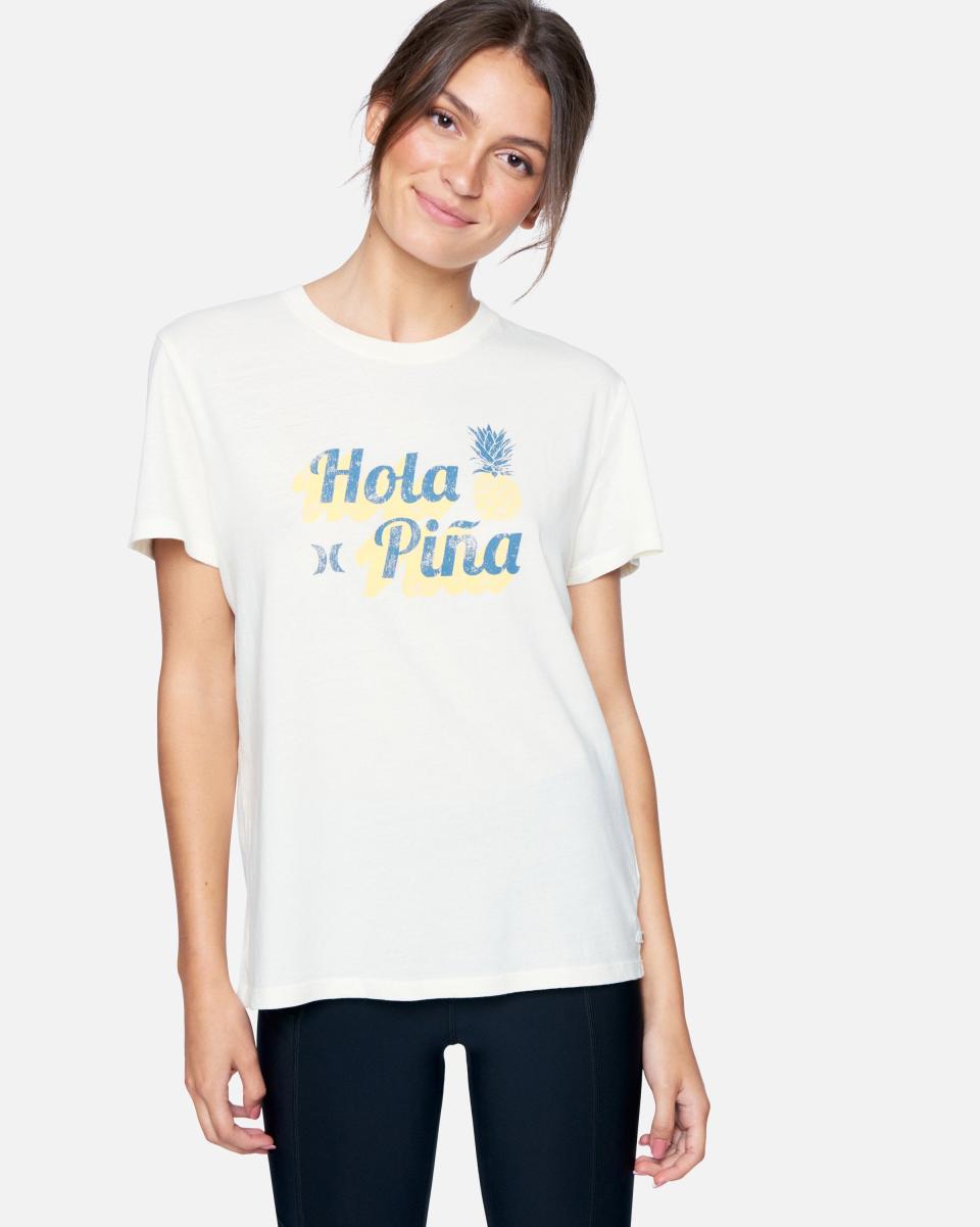 Hurley Women Hot Tofu Tops & T-Shirts Hola Pina Washed Relaxed Girlfriend Tee