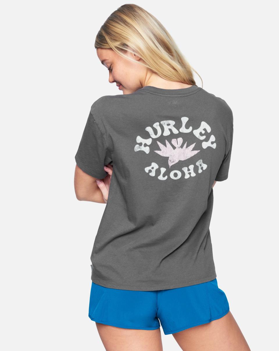 Top Grey Wailer Washed Girlfriend Crew Hurley Women Tops & T-Shirts - 1
