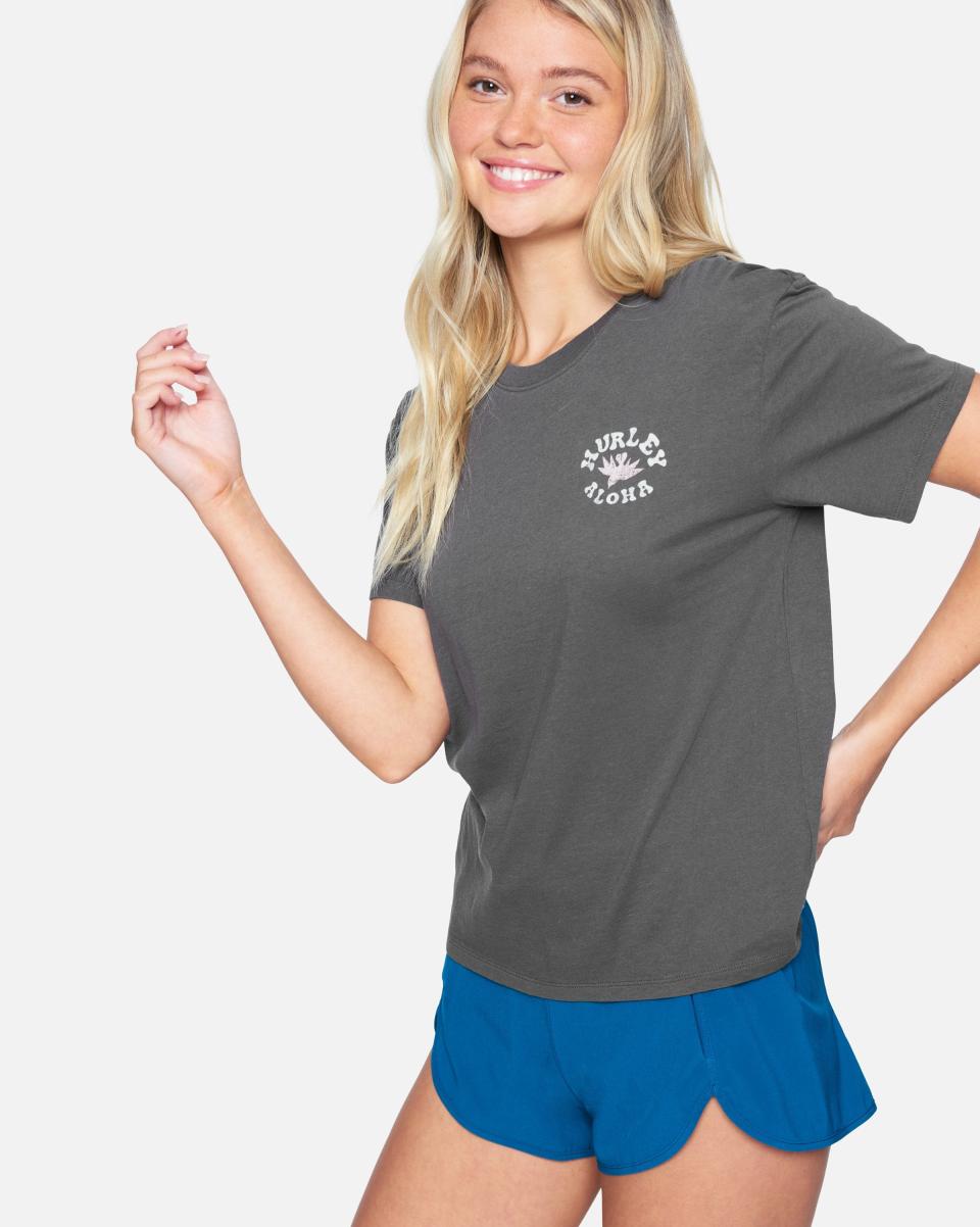 Top Grey Wailer Washed Girlfriend Crew Hurley Women Tops & T-Shirts - 2