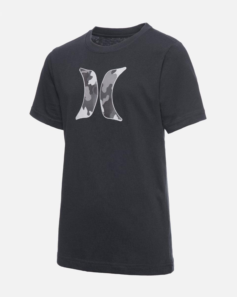 Tshirts Hurley Kids Black W/Camo Boys' Icon Fill Tee Short Sleeve Streamlined - 2