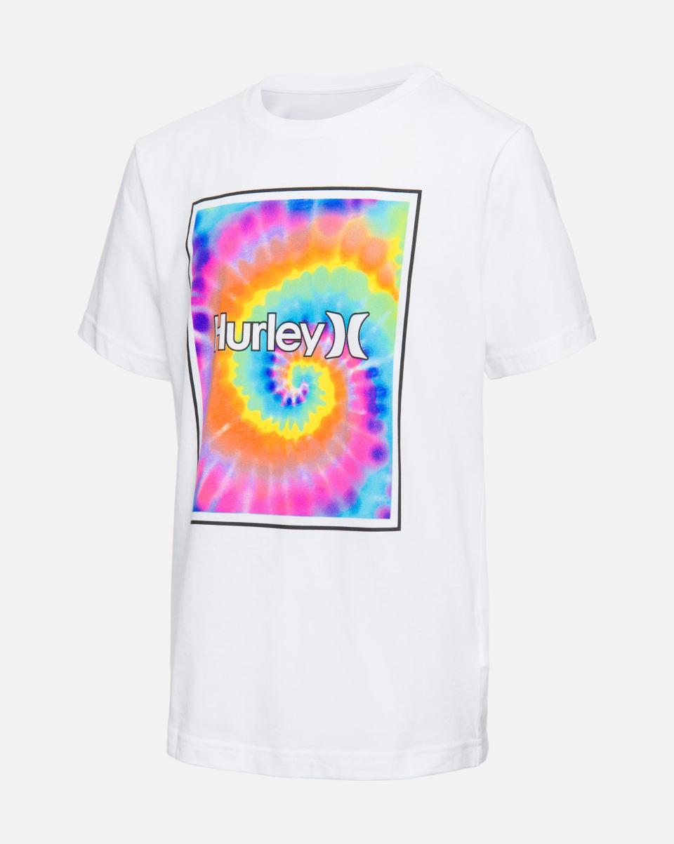 Tshirts Boys' Rectangular Icon Fill Tie Dye Tee Shop Kids Hurley White/Chlorine Blue - 2