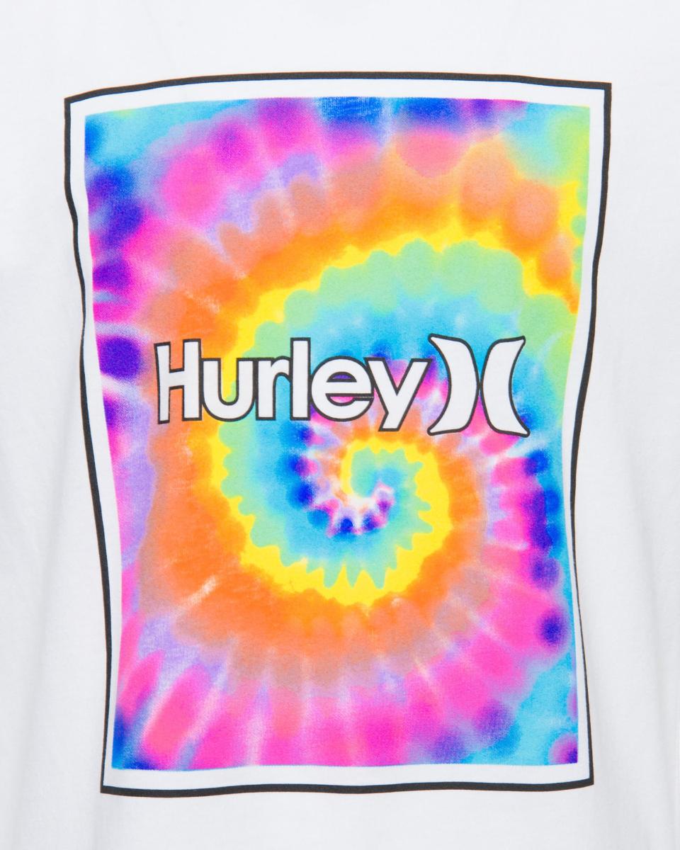 Tshirts Boys' Rectangular Icon Fill Tie Dye Tee Shop Kids Hurley White/Chlorine Blue - 3