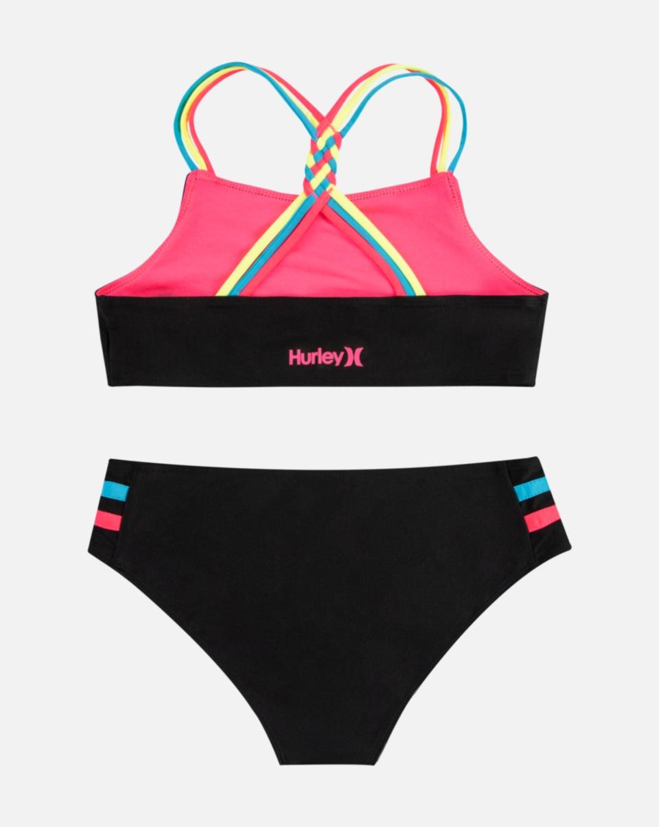 Swimwear Girls' Braided Multi Strap Bikini Set Kids Hurley User-Friendly Black - 1