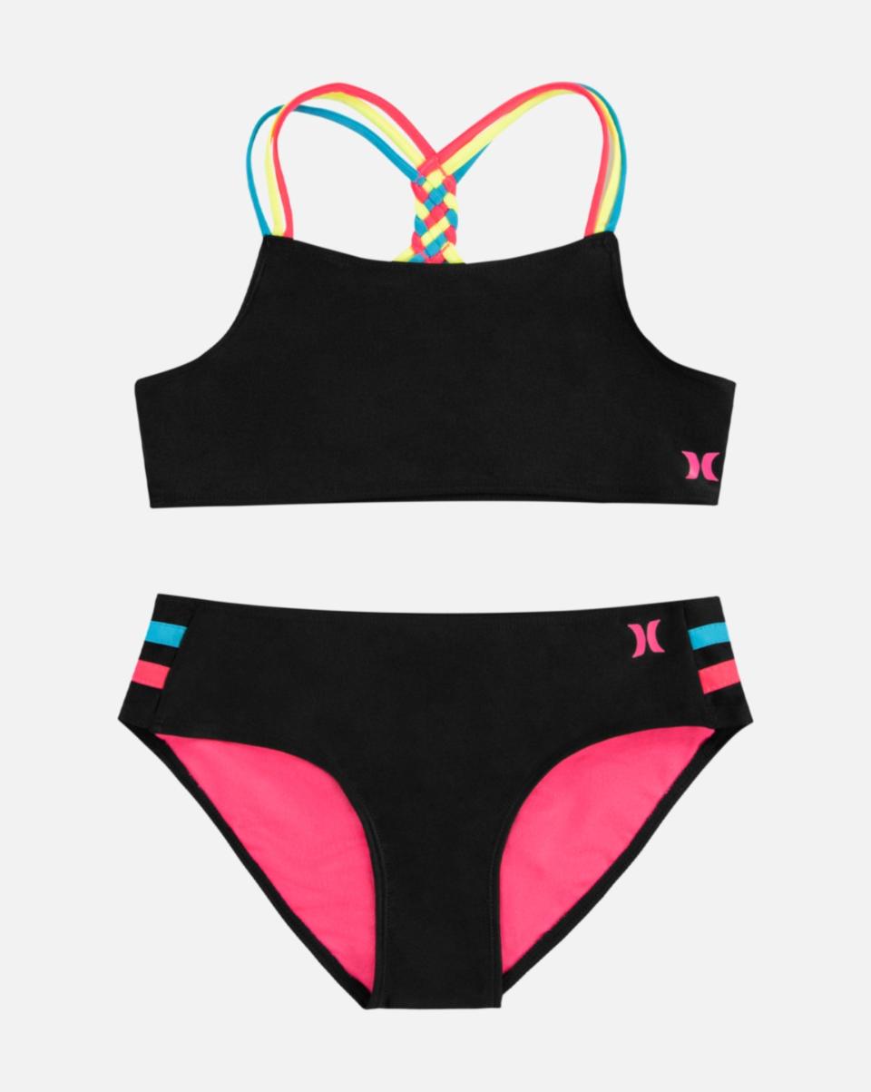Swimwear Girls' Braided Multi Strap Bikini Set Kids Hurley User-Friendly Black