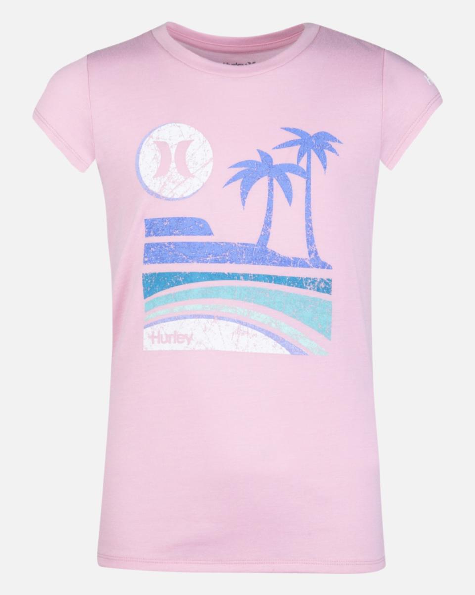 Pink Kids Trendy Hurley Tshirts Girls' Palm Graphic T-Shirt