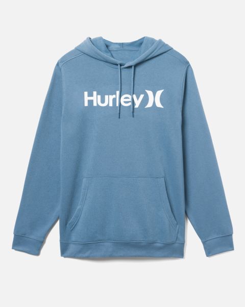 Men Hurley Medium Blue Logo Shop Buy One And Only Fleece Pullover Hoodie