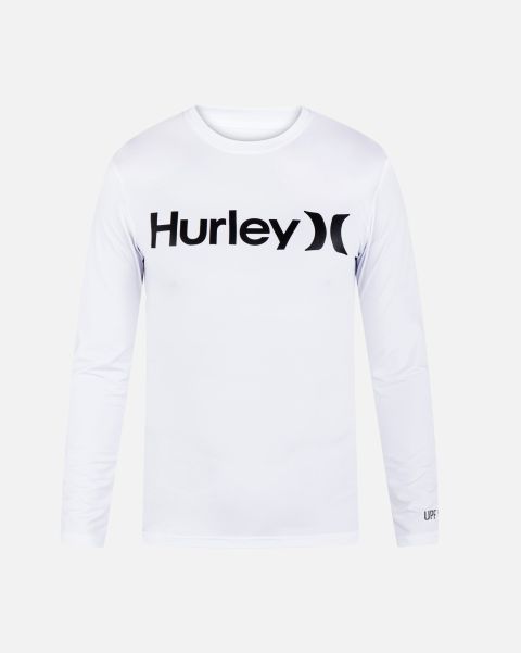 Men White One And Only Quickdry Rashguard Long Sleeve Efficient Logo Shop Hurley