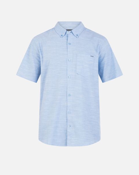 Men Blue Oxford 2 Tshirts & Tops High Quality One And Only Stretch Short Sleeve Shirt Hurley