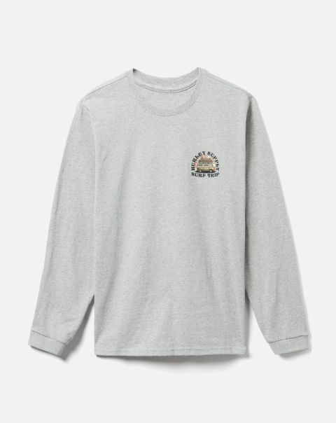 Tshirts & Tops Proven Heather Grey Everyday Recycled Surf Trip Long Sleeve Hurley Men