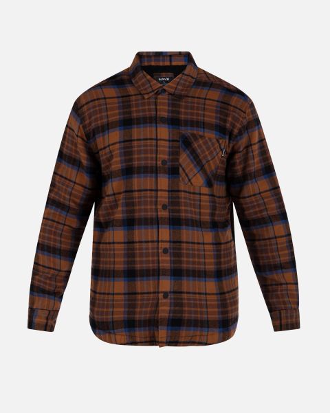 Hurley Men Performance Bronzed Portland Sherpa Lined Flannel Tshirts & Tops