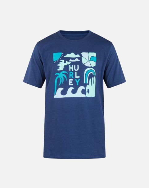 Hurley Men Tshirts & Tops Everyday Chill Vibez Short Sleeve Shirt Abyss Genuine