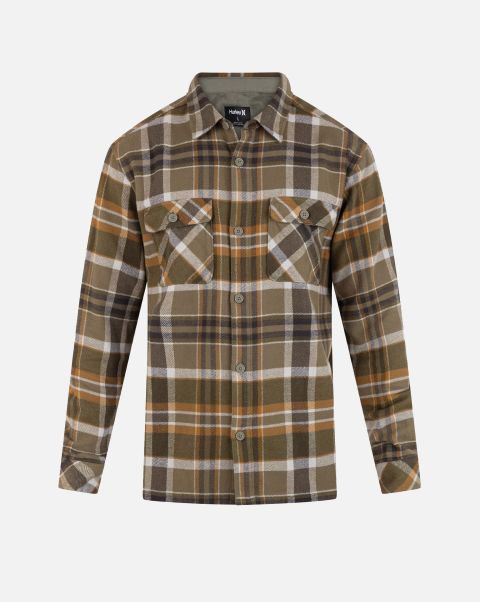 Men Quality Army Tshirts & Tops Santa Cruz Shoreline Flannel Long Sleeve Hurley