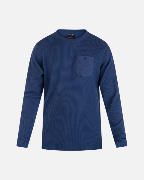 Blue Void Hurley Felton Thermal Crew Long Sleeve Men Unbelievable Discount Tshirts & Tops