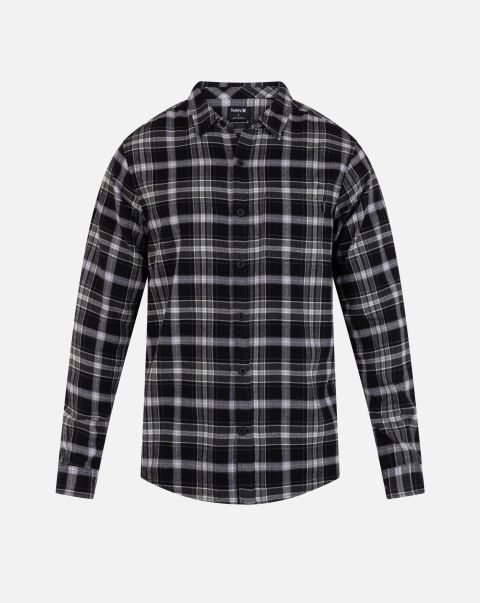 Hurley Men Tshirts & Tops Black Lowest Ever Portland Organic Flannel Long Sleeve
