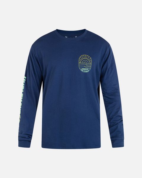 Hurley Intuitive Everyday Clean Lines Long Sleeve Men Tshirts & Tops Blue Void