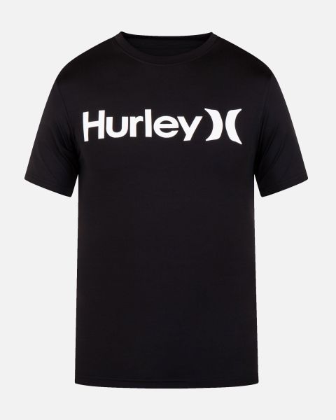 Black Vintage Hurley Men One And Only Quickdry Rashguard Tshirts & Tops