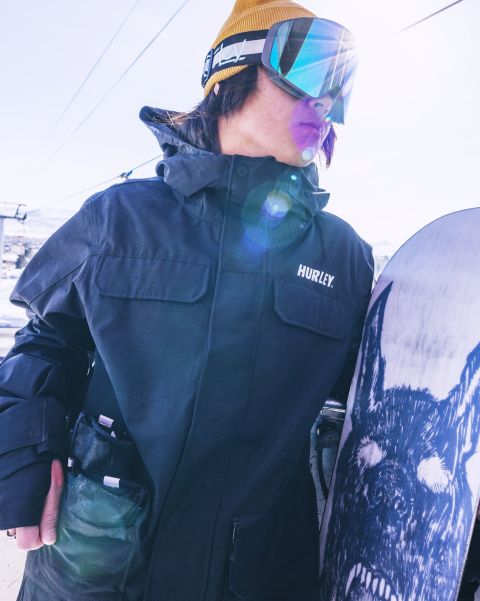 Men Guaranteed Pemberton Snowboard Jacket Hurley Tshirts & Tops Black