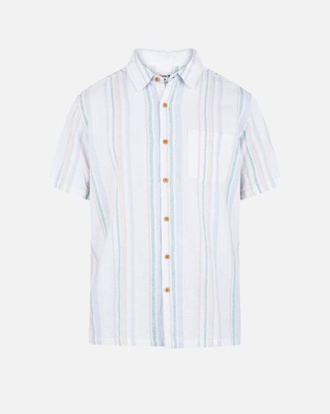 Men Special Deal White 2 Rincon Linen Short Sleeve Shirt Hurley Tshirts & Tops