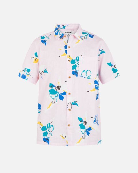 Flamingo Hurley Rincon Linen Short Sleeve Shirt Discount Men Tshirts & Tops