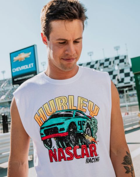 Tshirts & Tops Hurley Men White Customized Nascar Everyday Only Rippin Muscle Tank