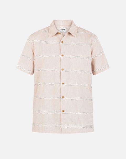 Bargain Tshirts & Tops Oak Jar Vanilla Hurley Men Rincon Linen Short Sleeve Shirt