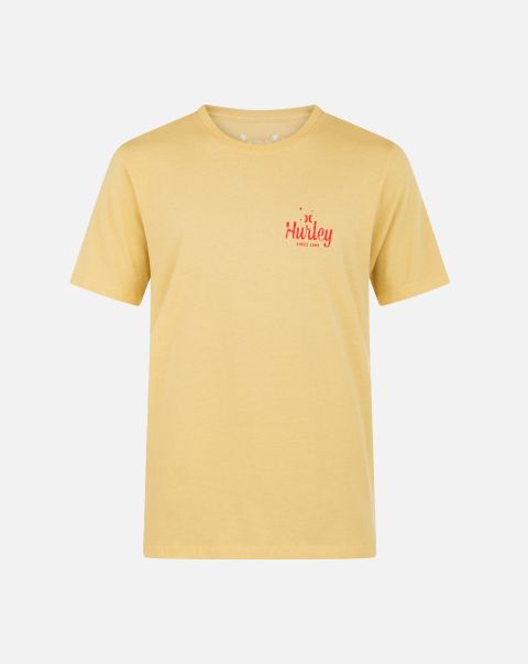 Tshirts & Tops Hurley Men Dusty Cheddar Unleash Everyday Tropic Nights Short Sleeve Tee