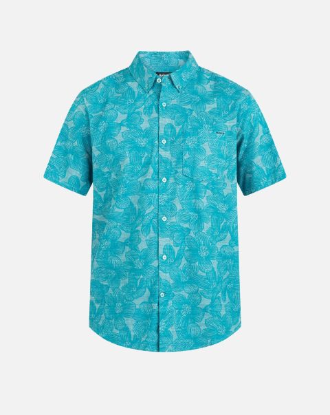 Electric Teal One And Only Stretch Short Sleeve Shirt Hurley Men Tshirts & Tops Cutting-Edge