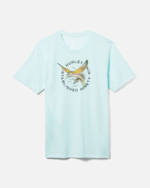 Men Teal Tinted Craft Tshirts & Tops Hurley Everyday Washed Flying Fish Short Sleeve T-Shirt