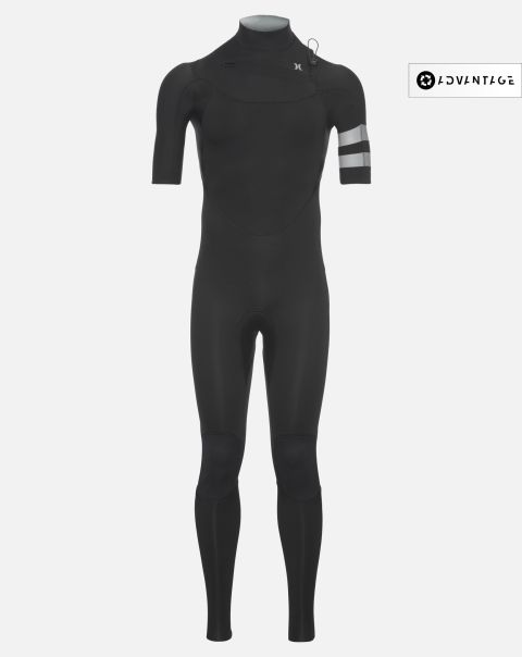 Mens Advantage Plus 2/2Mm Short Sleeve Fullsuit Men Black Wetsuits Hurley Promo