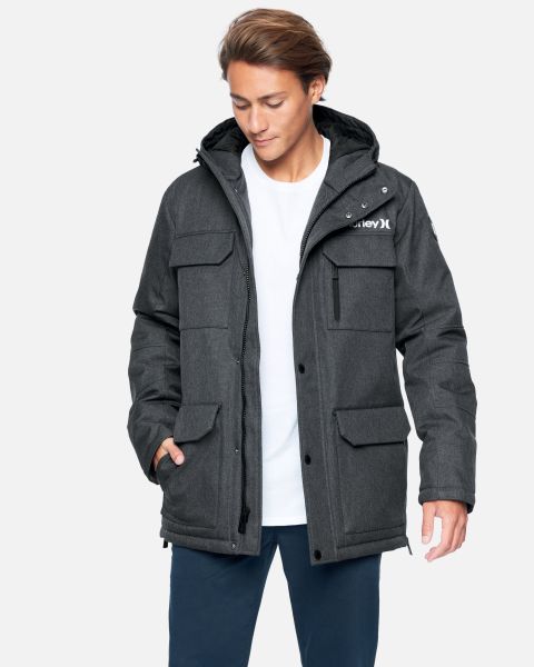 North Field Jacket With Patch Hurley Men Heather Grey Discount Jackets & Outerwear