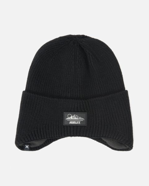 Men Affordable Hurley Black North Peak Beanie Hats & Accesories
