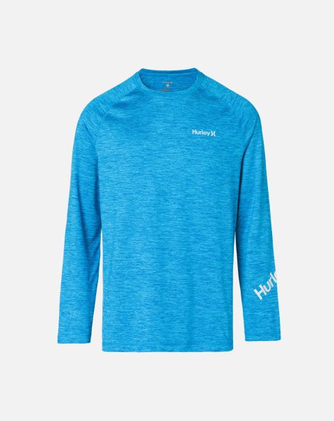 Essential One And Only Long Sleeve Rashguard Modern Men Neon Blue Rashguards & Surf Shirts Hurley